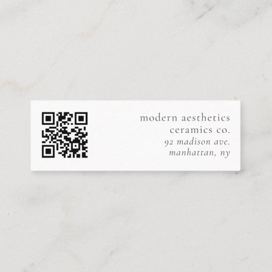 Modern Gingko Leaf QR Code Mini Red Visitekaartje (Achterkant)