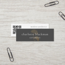 Modern Gingko Leaf QR Code Mini Visitekaartje