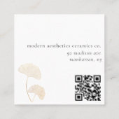 Modern Gingko Leaf QR Code Vierkante Visitekaartje (Achterkant)