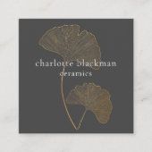 Modern Gingko Leaf QR Code Vierkante Visitekaartje (Voorkant)