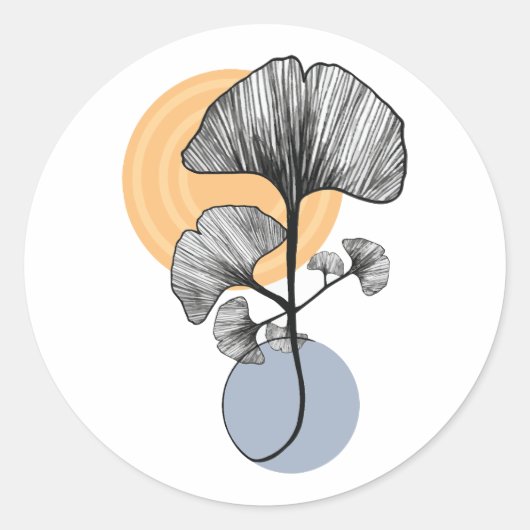Modern Ginkgo Leaf Botanical Round Sticker (Voorkant)