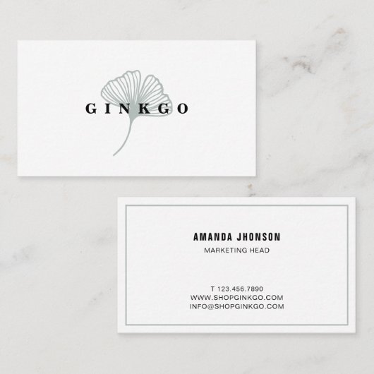 Modern Ginkgo Leaf Visitekaartje (Voorkant / Achterkant)