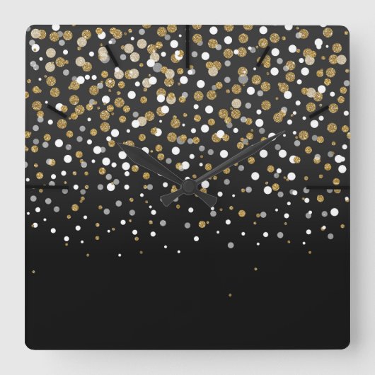 modern gipsig goud glitter confetti vierkante klok (Voorkant)