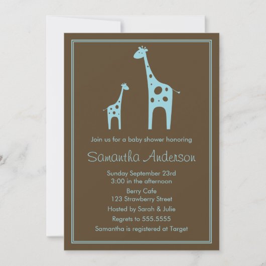 Modern Giraffe Baby shower Invitation - Boy Kaart (Voorkant)