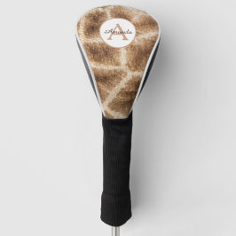 Modern giraffe patroon met monogram en naam golfheadcover