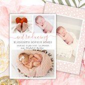 Modern Girl Birth Announcement Foto Collage Card Aankondiging