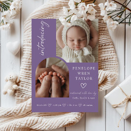 Modern Girl Birth Announcement Foto Collage Card Kaart