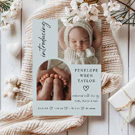 Modern Girl Birth Announcement Foto Collage Card Kaart