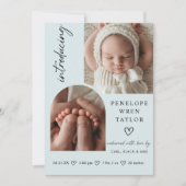 Modern Girl Birth Announcement Foto Collage Card Kaart (Voorkant)