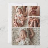 Modern Girl Birth Announcement Foto Collage Card Kaart (Achterkant)