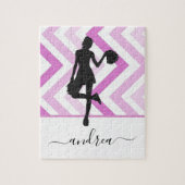 Modern Girl Cheer Theme Pink Cheerleader Cute Name Legpuzzel (Verticaal)
