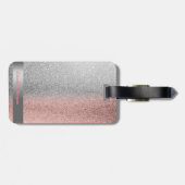 Modern Girl Dress Glitter Bokeh Ombre Stripe Bagagelabel (Achterkant horizontaal)