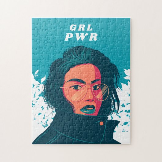Modern Girl Feminist & GRL PWR Text Vrouw Future Legpuzzel (Verticaal)