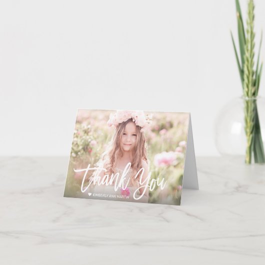 Modern Girl Photo Script Birthday Bedankkaart (Voorkant)