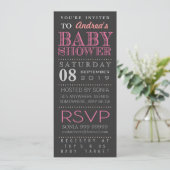 Modern Girl Pink Typography Baby shower Long Kaart (Staand voorkant)