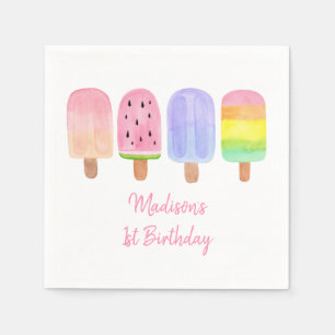 Modern Girl Popsicle Birthday Servet
