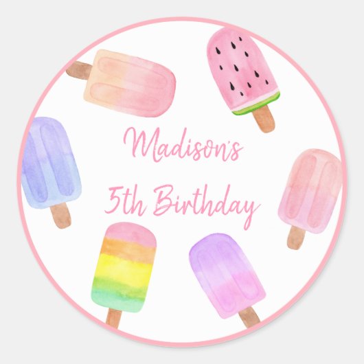 Modern Girl Popsicle Ronde Sticker (Voorkant)