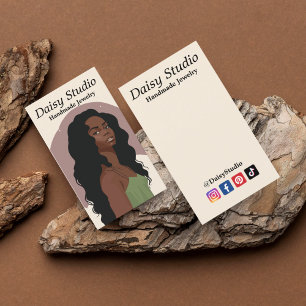 Modern Girl Portret oorspreekt juwelen Visitekaartje