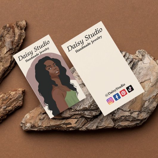 Modern Girl Portret oorspreekt juwelen Visitekaartje