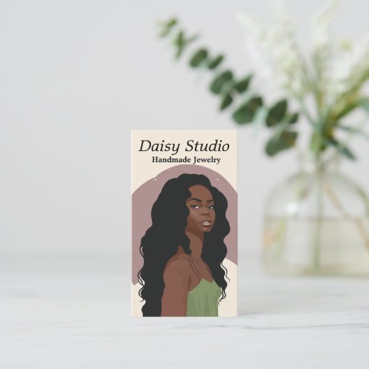 Modern Girl Portret oorspreekt juwelen Visitekaartje (Staand voorkant)