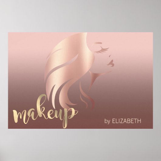 Modern Girl Silhouette, Makeup kunstenaar Poster (Voorkant)