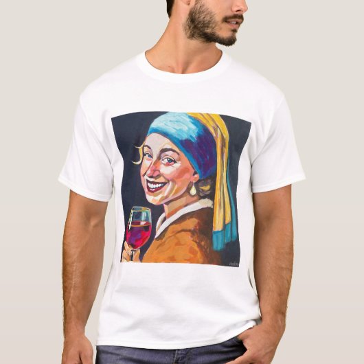 Modern Girl w/ a Pearl Earring - Vermeer Inspired T-shirt (Voorkant)