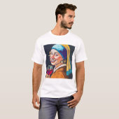 Modern Girl w/ a Pearl Earring - Vermeer Inspired T-shirt (Voorkant volledig)