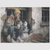 Modern Girl with Cat Urban Decoupage Tissuepapier (Voorkant)