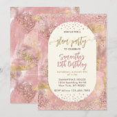 Modern Girls Glam Spa Feest Nep Roze Goud Glitters Kaart (Voorkant / Achterkant)