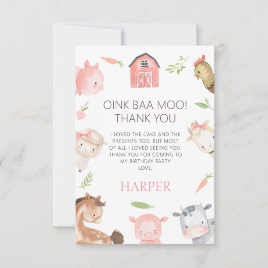 Modern Girls Minimalistisch Boerderij Thémance Bedankkaart (Voorkant)