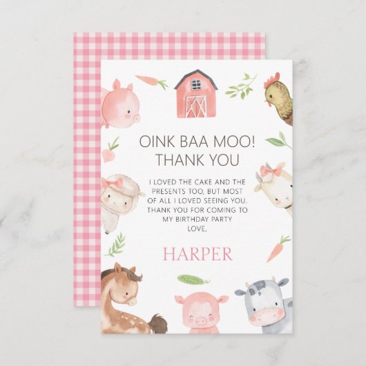 Modern Girls Minimalistisch Boerderij Thémance Bedankkaart (Voorkant / Achterkant)