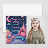 Modern Girls Slumber Party Kaart met foto (Voorkant / Achterkant)
