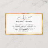 Modern Girly 2 Monogram Script Gold White Business Visitekaartje (Achterkant)