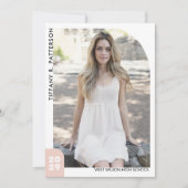 Modern Girly Afstuderen 3 foto roze Afstuderen Aankondiging (Voorkant)