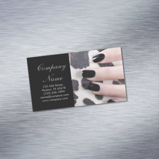 Modern Girly Beauty mode Nagelsalon Nagelkunstenaa Magnetisch Visitekaartje (Voorbeeld)