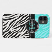 Modern Girly Black Aqua Zebra Afdrukken op maat Case-Mate iPhone Case (Achterkant (horizontaal))