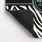 Modern Girly Black Aqua Zebra Afdrukken op maat Muismat (Hoek)