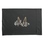 Modern Girly Black Gold Monogram Initiaal Naam Chi Kussensloop (Voorkant-Rechts)