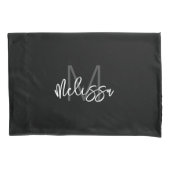 Modern Girly Black White Monogram Initiaal Name Kussensloop (Voorkant)