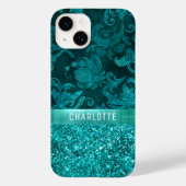 Modern Girly Bloemen Glitter Patroon Gepersonalise Case-Mate iPhone Case (Achterkant)