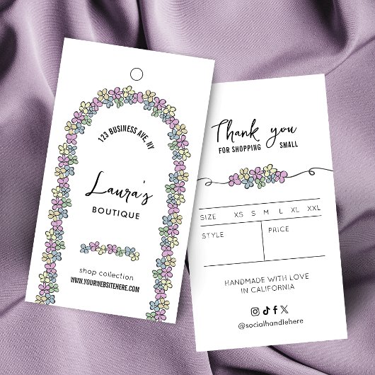 Modern Girly Bloemen Kleding Boutique Hang Label Visitekaartje