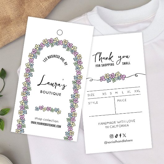 Modern Girly Bloemen Kleding Boutique Hang Label Visitekaartje