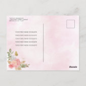 Modern Girly Blush Roze Bloemen Goud Quinceañera Briefkaart (Achterkant)
