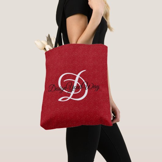 Modern Girly Bold Red voor haar initiaal Tote Bag (Dichtbij)