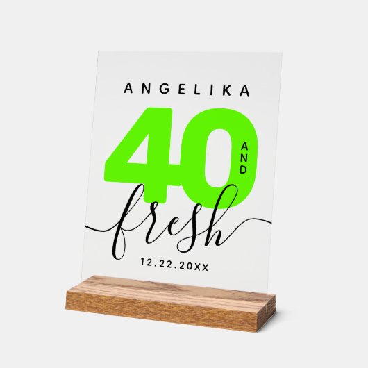 Modern Girly Bright Green 40 en Fresh Acryl Bord (Hoek)