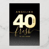 Modern Girly Bright Green 40 en Fresh Folie Uitnodiging (Voorkant)