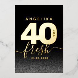 Modern Girly Bright Green 40 en Fresh Folie Uitnodiging