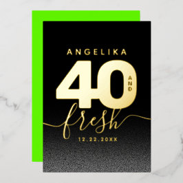 Modern Girly Bright Green 40 en Fresh Folie Uitnodiging