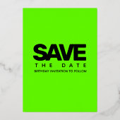 Modern Girly Bright Green 40 en Fresh Folie Uitnodiging (Achterkant)