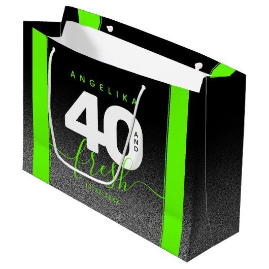 Modern Girly Bright Green 40 en Fresh Groot Cadeauzakje (Voorkant Gekanteld)